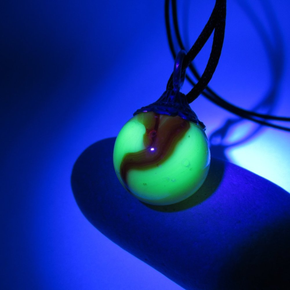 Uranium glass marble pendant